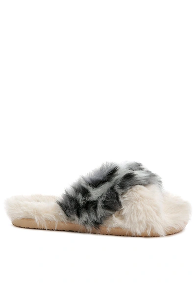 London Rag Chipmunk Times Fur Indoor Flats In White