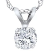 Pompeii3 3/4ct Lab Created Diamond Round Solitaire Pendant 14k White Gold In Silver