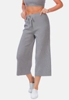 London Rag Solid Casual Drawstring Cropped Pants In Grey