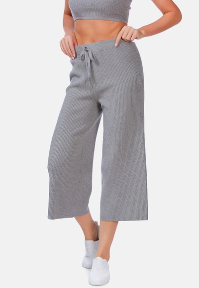 London Rag Solid Casual Drawstring Cropped Pants In Grey