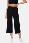 London Rag Solid Casual Drawstring Cropped Pants In Black
