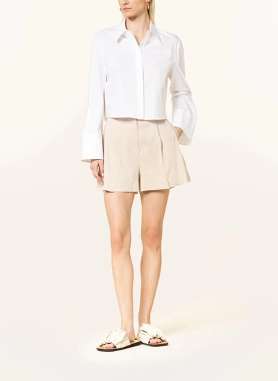 Pinko Linen-blend High-waisted Shorts In Nude