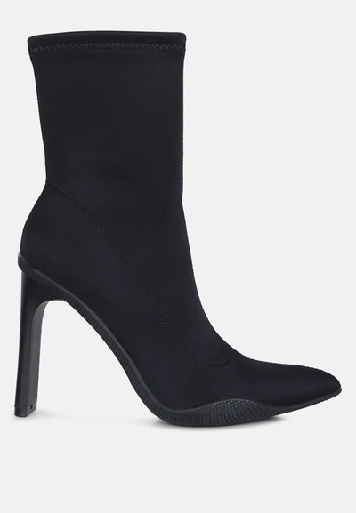 London Rag Tokens Pointed Heel Ankle Boots In Black