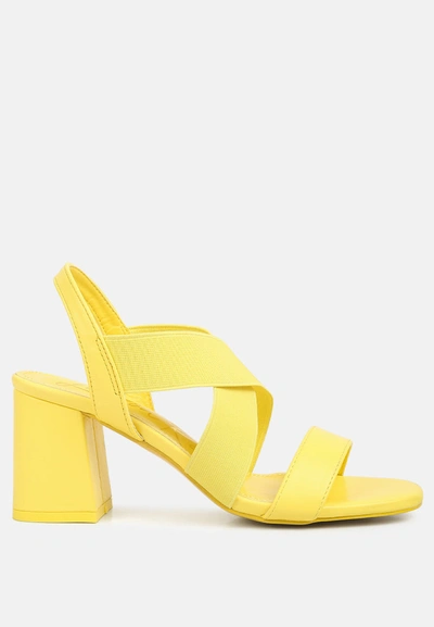 London Rag Comfortable Straps Block Heel Sandals In Yellow