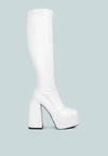 London Rag Fanning Platform Long Boots In White