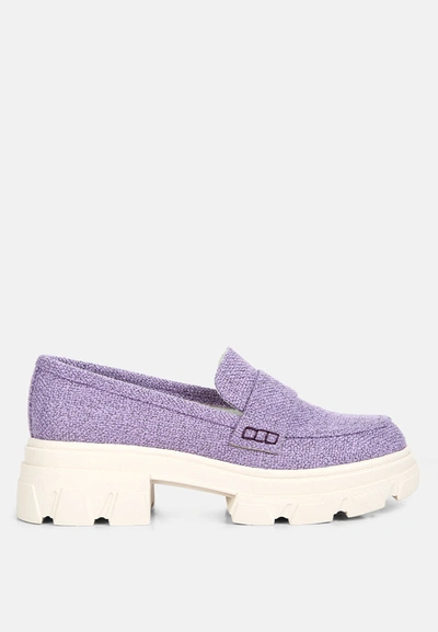 London Rag Amabel Chunky Lug Sole Loafers In Purple