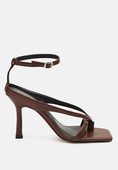 London Rag Marcia Stiletto Sling-back Sandals In Dark Brown