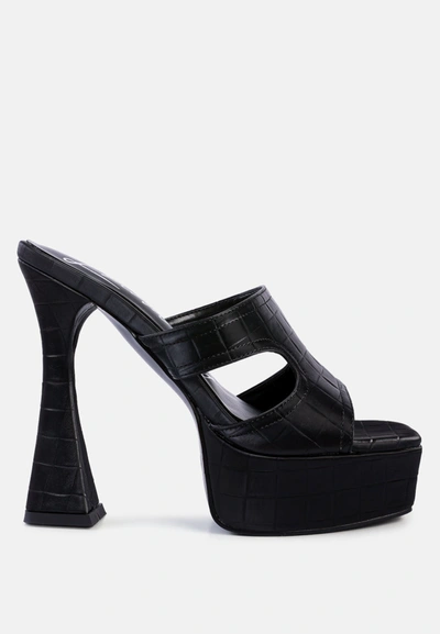 London Rag Pda High Heel Platform Croc Sandals In Black