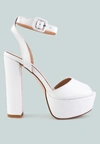 London Rag Rager Peep-toe High Platform Block Sandals In White