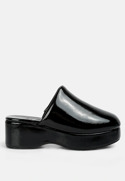 London Rag Olori Solid Platform Slip On Mules In Black