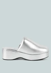 London Rag Olori Solid Platform Slip On Mules In Silver