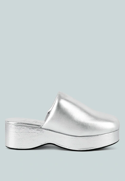 London Rag Olori Solid Platform Slip On Mules In Grey