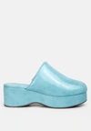 London Rag Olori Solid Platform Slip On Mules In Blue