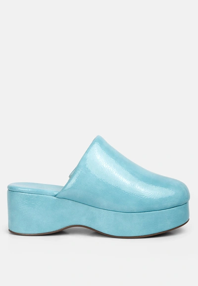 London Rag Olori Solid Platform Slip On Mules In Blue