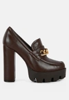 London Rag Y2k Chunky High Block Heeled Loafers In Black