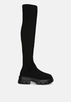 London Rag Loro Stretch Knit Knee High Boots In Black