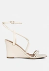 London Rag Gram Hunt Ankle Strap Wedge Sandals In Ecru