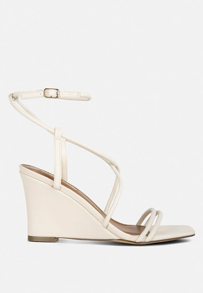 London Rag Gram Hunt Ankle Strap Wedge Sandals In White