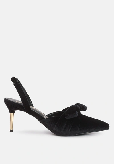 London Rag Mayfair Velvet High Heeled Mule Sandals In Black