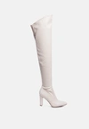 London Rag Zade Thigh High Long Boots In Stretch Patent Pu In Brown