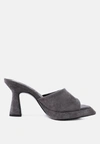 London Rag Copyme Faux Suede Mid Heel Classic Sandals In Grey