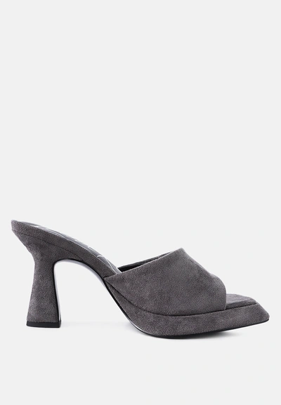London Rag Copyme Faux Suede Mid Heel Classic Sandals In Grey