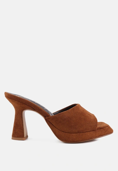 London Rag Copyme Faux Suede Mid Heel Classic Sandals In Multi