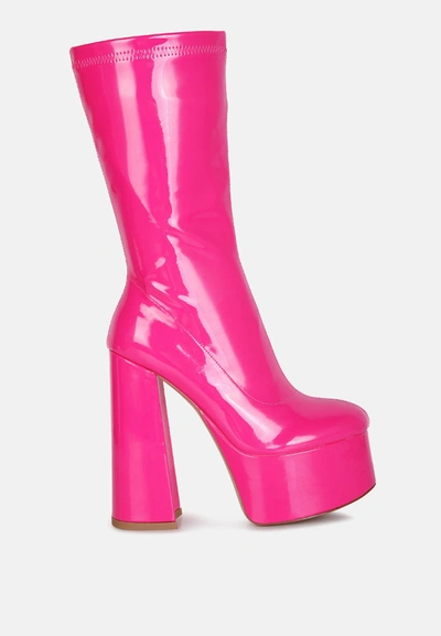 London Rag Vinkele Block Heeled Ankle Boot In Pink