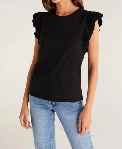 Z Supply Dakota Ruffle Tank Top In Black