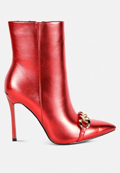 London Rag Firefly Hologram Stiletto Ankle Boots In Red