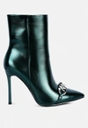 London Rag Firefly Hologram Stiletto Ankle Boots In Green