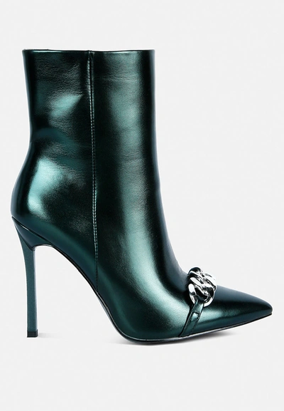 London Rag Firefly Hologram Stiletto Ankle Boots In Green
