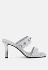 London Rag Edm Queen Diamante Embellished Glitter Sandals In Silver
