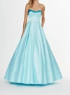 Angela & Alison Strapless Satin Ballgown In Bahama Breeze In Multi