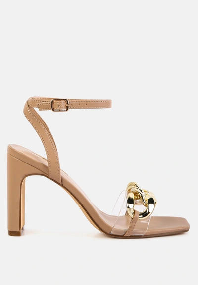 LONDON RAG BOTTOM KISS CHAIN STRAP BLOCK HEEL SANDALS