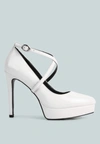 London Rag Pixie Dust High Heel Cross Strapped Stiletto Sandal In White