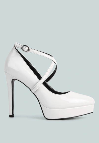 London Rag Pixie Dust High Heel Cross Strapped Stiletto Sandal In White