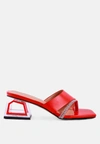 London Rag Gofly Rhinestone Embellished Clear Heel Sandals In Red