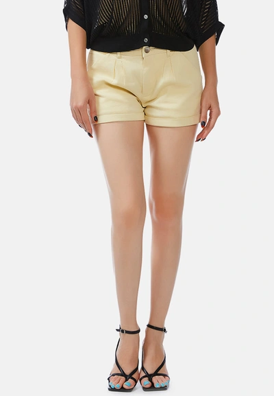 London Rag Pleated Flap Pocket Shorts In Yellow