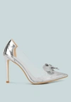 London Rag Erika Metallic Embellished Clear Pumps In Silver