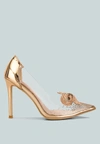 London Rag Erika Rhinestones Embellished Clear Pump Shoes In Multi