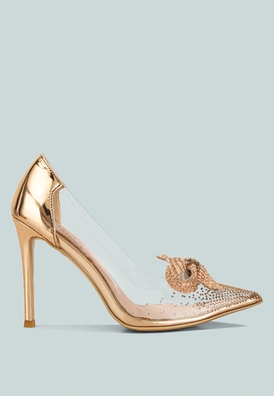 London Rag Erika Metallic Embellished Clear Pumps In Pink