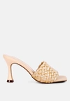 London Rag Ny Tour Braided Strap Heeled Sandals In Beige