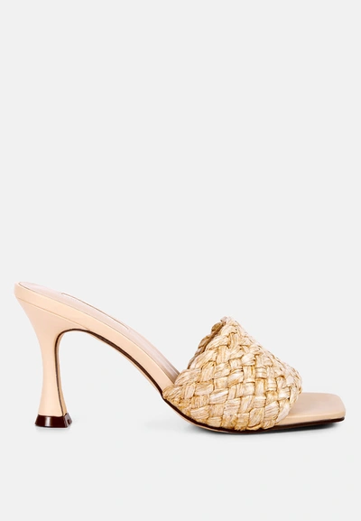 London Rag Ny Tour Braided Strap Heeled Sandals In Beige