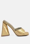 London Rag Lovebug Triangular Block Heel Sandals In Gold