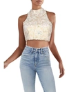 Terani Couture Womens Lace Embellished Crop Top In Multi