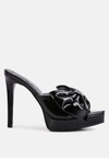 London Rag My Time Patent Pu Bow Detail High Heeled Sandal In Black