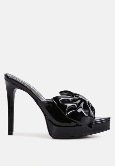 London Rag My Time Patent Pu Bow Detail High Heeled Sandal In Black