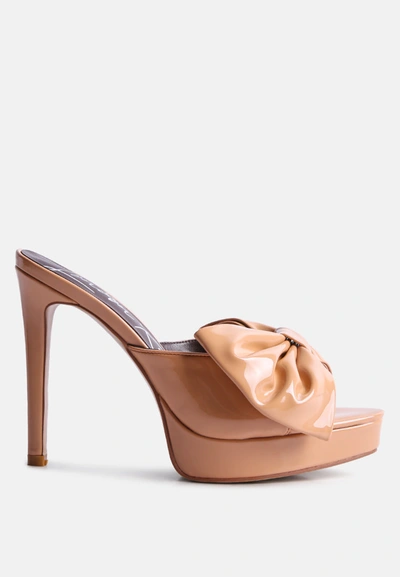 London Rag My Time Patent Pu Bow Detail High Heeled Sandal In Multi