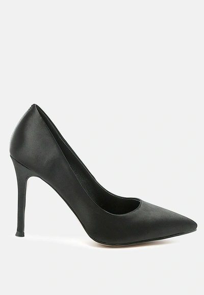 London Rag Fizzy Goblet Satin Stiletto Pumps In Black
